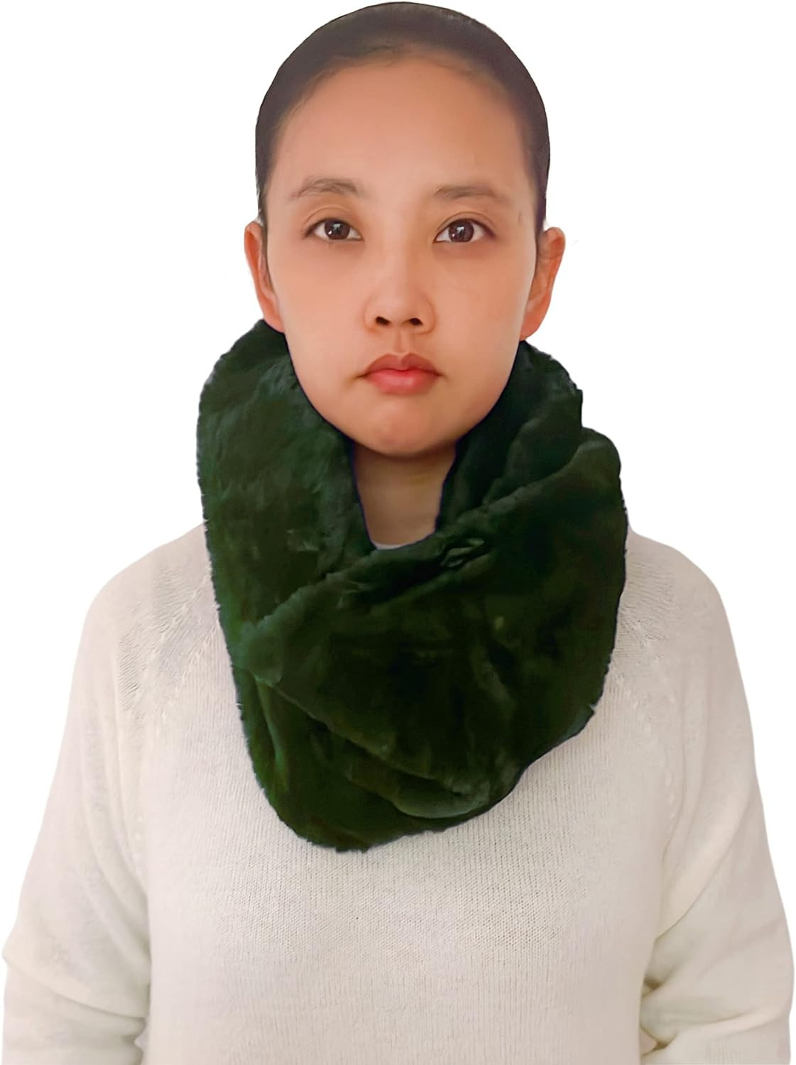 Solid Color Faux Fur Women'S Infinity Scarf Winter Neck Warmer Snood