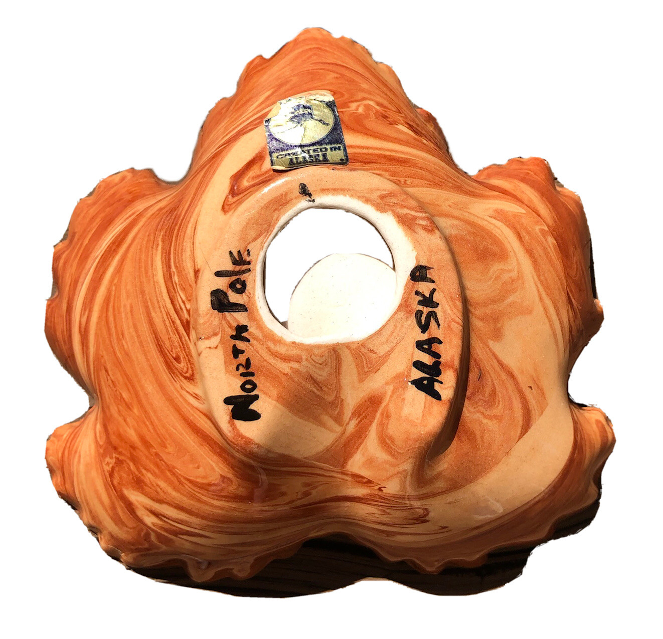 North Pole Alaska Ceramic Pottery Maple Leaf Souvenir Trinket Candy