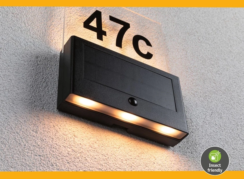 Paulmann LED Solar Hausnummer Neda Insekt mit Bewegungsmelder Modi Ip44 2200K - Bild 4 von 4