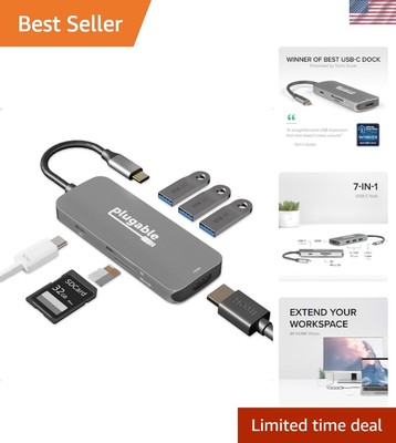 USB-C Hub 7-in-1, Driverless USB C Hub Compatible with Mac, Windows, Chromebo...