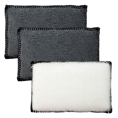 3PCS Car Interior Scrubbing Sponges, 5.5''×3.9'' Microfiber Auto Cleaning Appli...