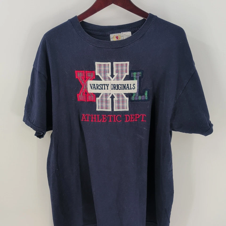 Vintage Embassy Varsity Originals Athletic Dept. Camiseta azul marinho tamanho XL - Imagem 2 de 4