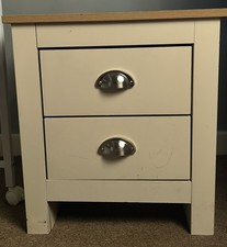 GFW Lancaster 2 Drawers Bedside Table Cabinet - Cream RRP £79