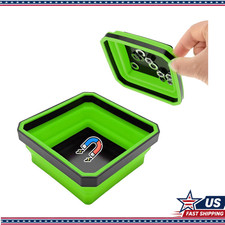 4.5 Inch Foldable Silicone Magnetic Parts Tray Collapsible Double-scolor Green 4.5 Inch Foldable Silicone Magnetic Parts Tray Collapsible Double-scolor Green