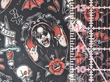 Custom 100% Cotton Woven Fabric Ozzy Osbourne Singer Artist by the 1/4 Yard Red