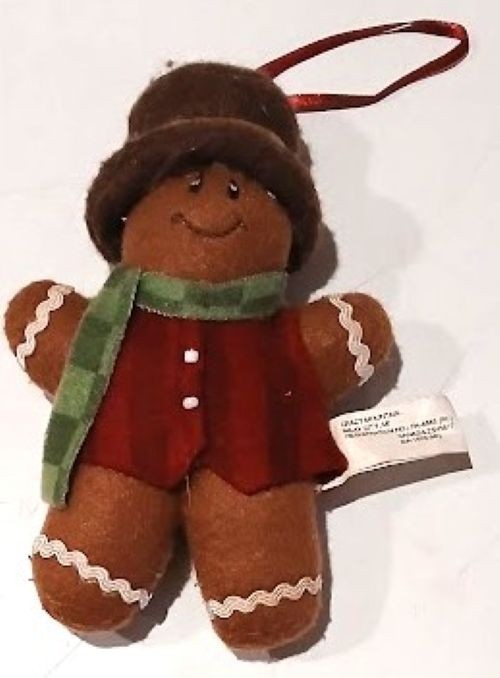 Used Cotton-Felt Stuffed Gingerbread Man Christmas Ornament by Crazy Mountain