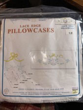 Jack Dempsey Stamped Pair of Pillowcases for Embroidery 631 BASKET