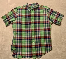 Polo Ralph Lauren Shirt Mens Xl Green Plaid Short Sleeve Button Down Preppy