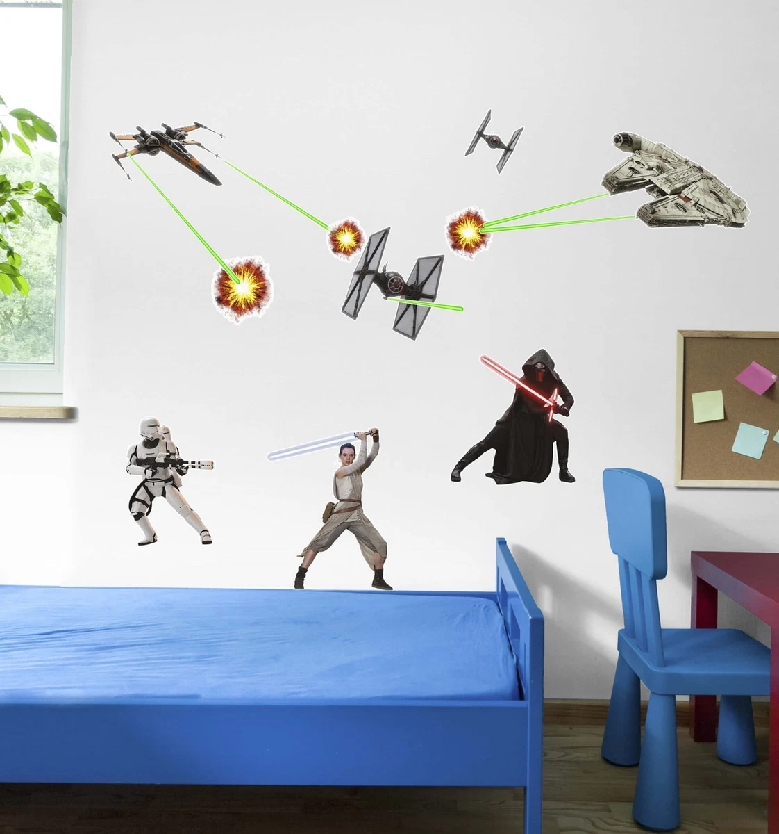 Disney Star Wars Pegatinas Pared Kylo Ren y Rey Vinilo 50x70 cm