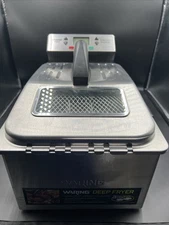 Waring Pro Professional Deep Fryer DF280 Stainless Steel 3 Baskets Lid 3 Handles