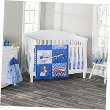 4 Piece Boys Crib Bedding Set - Little Rescuer - Includes Quilt, Fitted