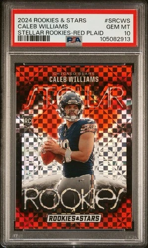2024 Panini Rookies & Stars Caleb Williams Stellar Rookies Red Plaid RC PSA 10
