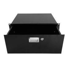 19" 4U Steel Plate DJ Drawer Equipment Cabinet with Keys Black