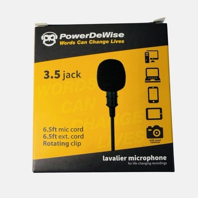 PowerDeWise Professional Grade Lavalier Lapel Microphone 3.5mm Jack 6.5ft Mic