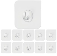 24-Pack Clear Adhesive Wall Hooks Heavy Duty Sticky Seamless Hangers for Home