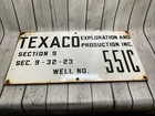 Vintage Porcelain Oil Field Sign - Texaco Inc Well No 551C