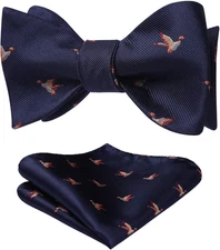Men’s Self Tie Bow Tie & Pocket Square Set Fun Animal Woven Silk Wedding