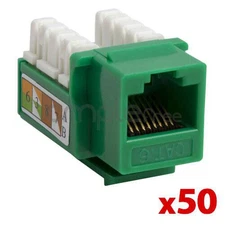 50 pack Cat6 Keystone Jack Punch Down RJ45 CAT6 Green