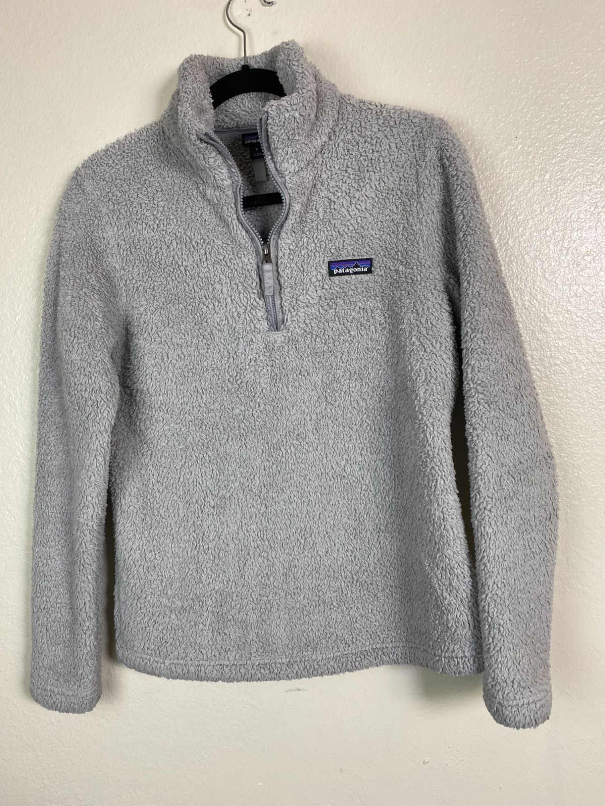 Patagonia Womens Gray Los Gatos 1/4 Zip Sweater Jacket Size Small Teddy Outdoor