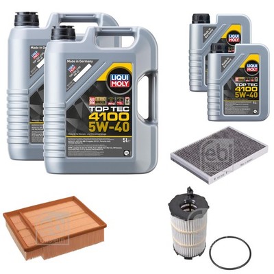 FEBI Inspektionspaket 12L LIQUI MOLY Top Tec 4100 5W-40 für Audi A4 Cabriolet