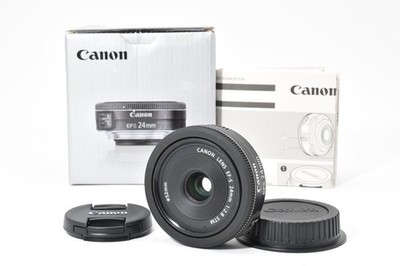 [ MINT in BOX ] Canon EF-S 24mm F/2.8 STM Black AF MF Lens Pancake From JAPAN