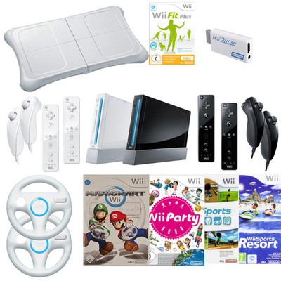 Wii - Nintendo Wii Konsole Weiß | Schwarz - Orginal Controller + Spiel - Auswahl