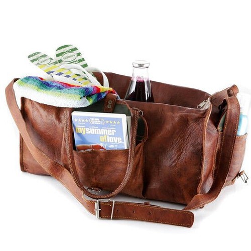 Vera Pelle Borsa per Weekend Palestra da Viaggio 49x32 Sportiva a