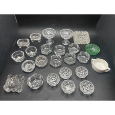 24 VTG Glass & Crystal Salt Cellar Lot Clear Dishes Spices Condiment Holders