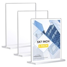 Clear Double-Sided Acrylic Sign Holders 5x7 Inch - 3 Pack for Business  Events