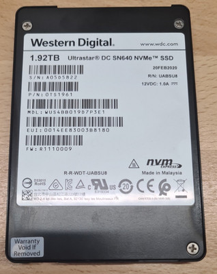 Western Digital Server SSD 1.92TB, Ultrastar SN640, U.2, 0TS1961