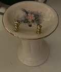 Dollhouse Miniature Pedestal Sink White Pink Flower Porcelain 1:12 Scale — photo 2