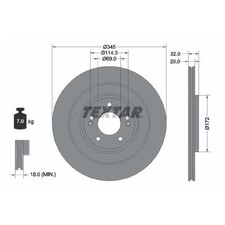 2x Textar Scheibenbremse hinten 26262315