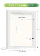 FrameWorks 11” x 14” White Wooden Shadow Box Frame – Display 11x14