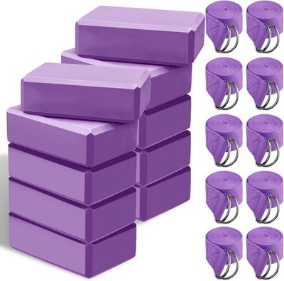 Outus 20-Piece Yoga Blocks and Straps, Non-Slip EVA Foam Blocks...