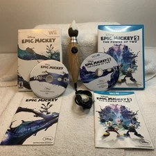 Epic Mickey Power Of Two Paintbrush Nunchuck Control Nintendo Wii / Wii U +Games