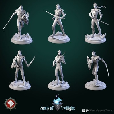 Drow Warriors, Male Dark Elves | 32mm Scale Unpainted Miniature TTRPGs