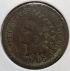 1905 Indian Head Cent Penny (Very Good Details) DARK