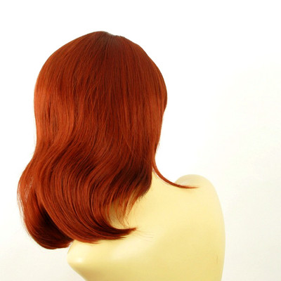 Perruque Mi-longue Roux Cuivré Intense Jamelia 350 – Synthétique, Raie Libre