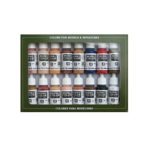 Vallejo Face/Skin Colors Paint Set 16-Colors 17ml - Picture 2 of 5