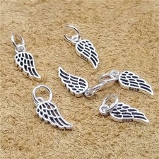 5 Sterling Silver Small Angel Wing Charms 925 Silver Hollow Wing Pendant