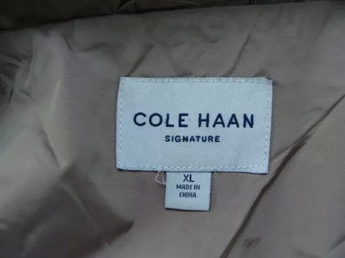 // COLE HAAN Womens Beige Rain Coat Stylish Zip Front Hood Size XL - Picture 8 of 10