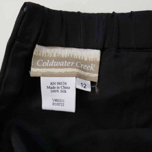 Coldwater Creek Damen elegante Karriere Hose schwarz Reißverschluss 100 % Seide formell 12 31 x 27 - Bild 5 von 8