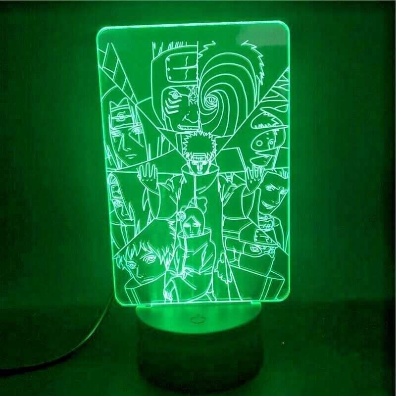 Naruto Akatsuki 7 Color USB LED Anime Silhouette Night Light Wall Decor