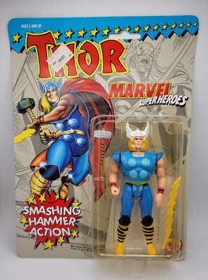 Thor Marvel 1991 Toy Biz Marvel Super Heroes  ''Smashing Hammer'' factory sealed 