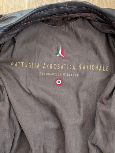 Aeronautics Military Frecce Tricolori Brown genuine leather Pilot jacket size 50 - Picture 16 of 20