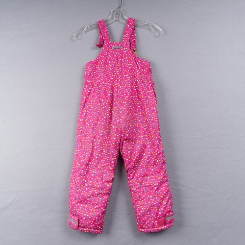 Hanna Andersson Outdoor Snow Pants Bib Pink Dot Girls 110 US 5T Overalls - Picture 3 of 9