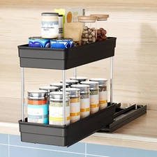 2-Tier Vertical Spice Rack for Cabinets - 4.3"W x 10.6"D x 9.2"H