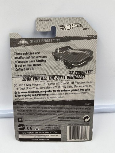 Mattel Hot Wheels Street Beasts 11 63 2010 Corvette 87/244 - Imagen 2 de 2