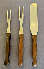 CUTCO Stainless USA 3-Piece Kitchen Utensil Set Brown Handles