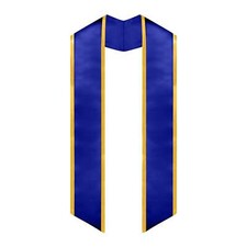 Endea Graduation Royal Blue/Gold Plain Stole With Trim Color Angled End